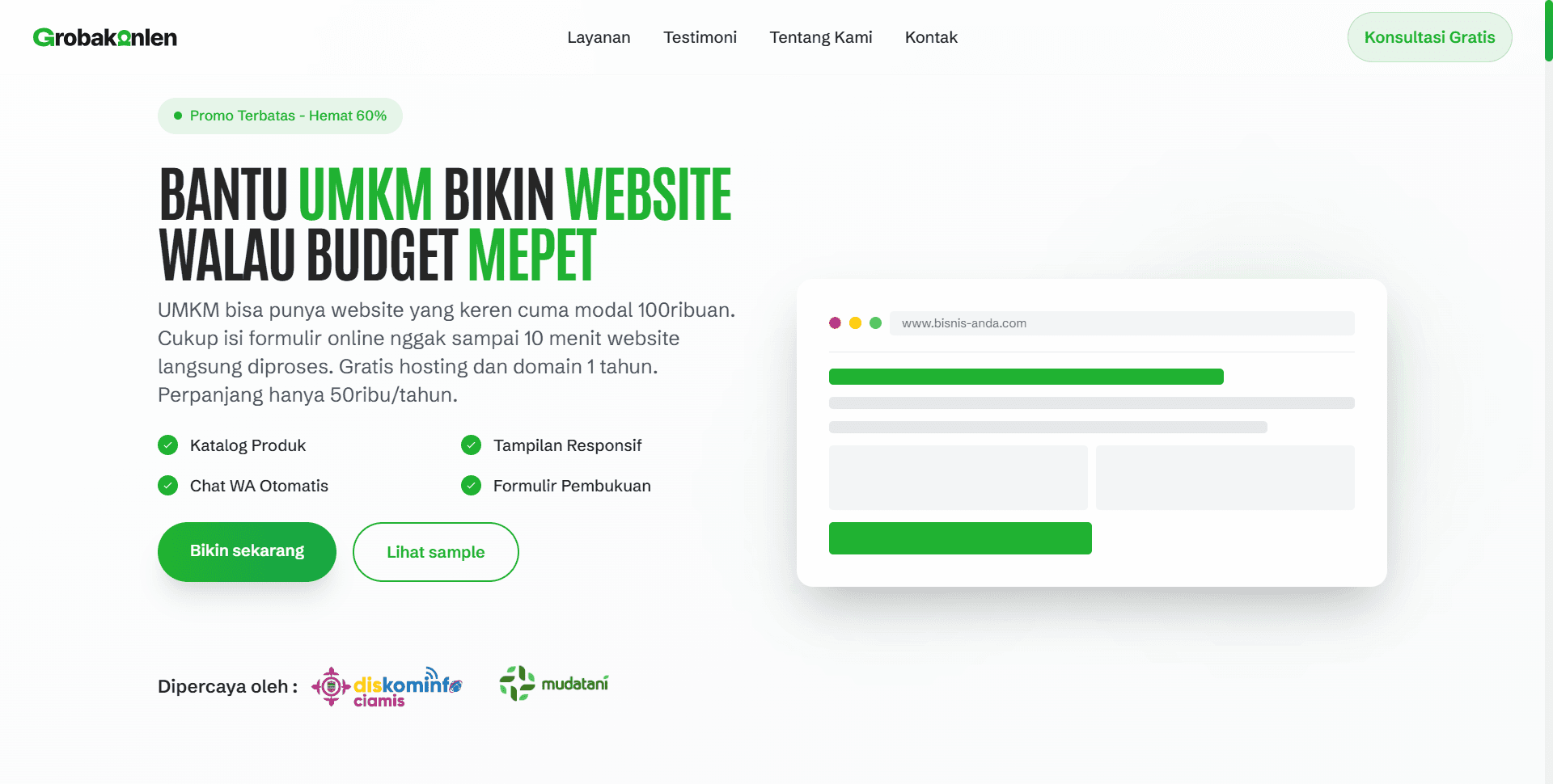 Grobakonlen - Template Website UMKM
